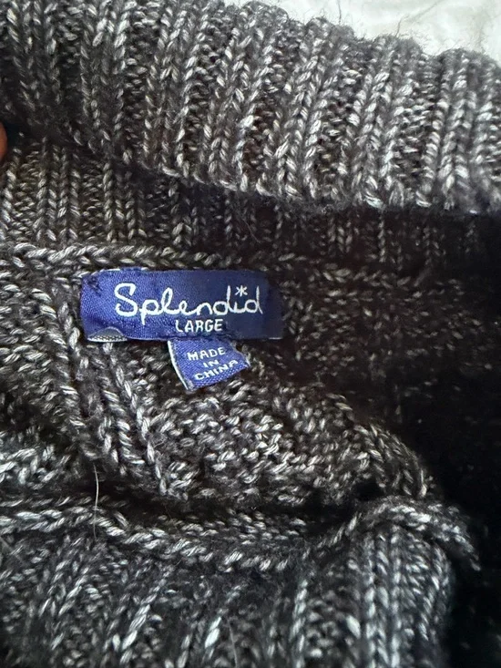 Splendid Charcoal Two-Tone Cable Turtleneck Sweater - Picture 4 of 7